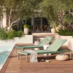 Tola 78" Outdoor Chaise Lounge - Khaki Green