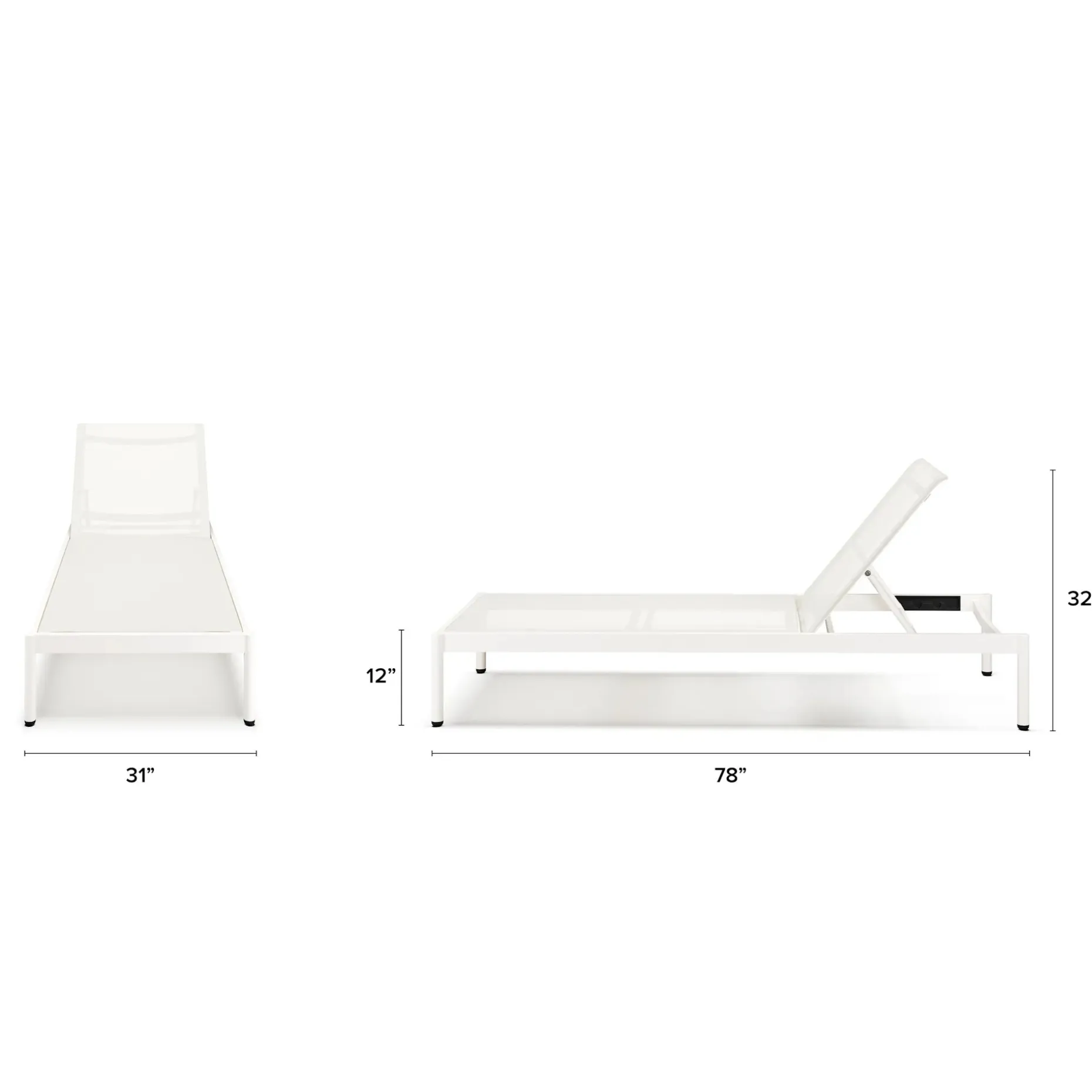 Tola 78" Outdoor Chaise Lounge - White