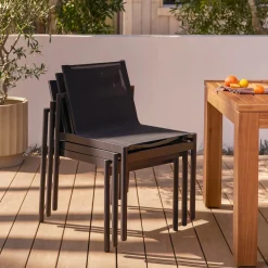 Tola Outdoor Stackable Textilene Dining Chair - Black