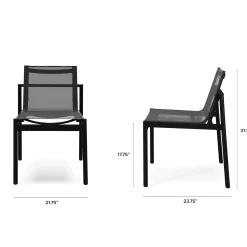 Tola Outdoor Stackable Textilene Dining Chair - Black