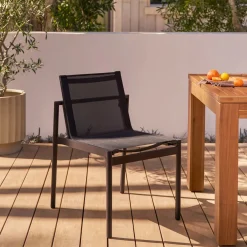 Tola Outdoor Stackable Textilene Dining Chair - Black