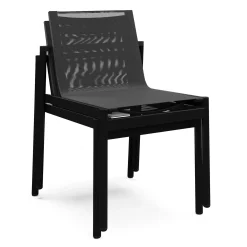 Tola Outdoor Stackable Textilene Dining Chair - Black