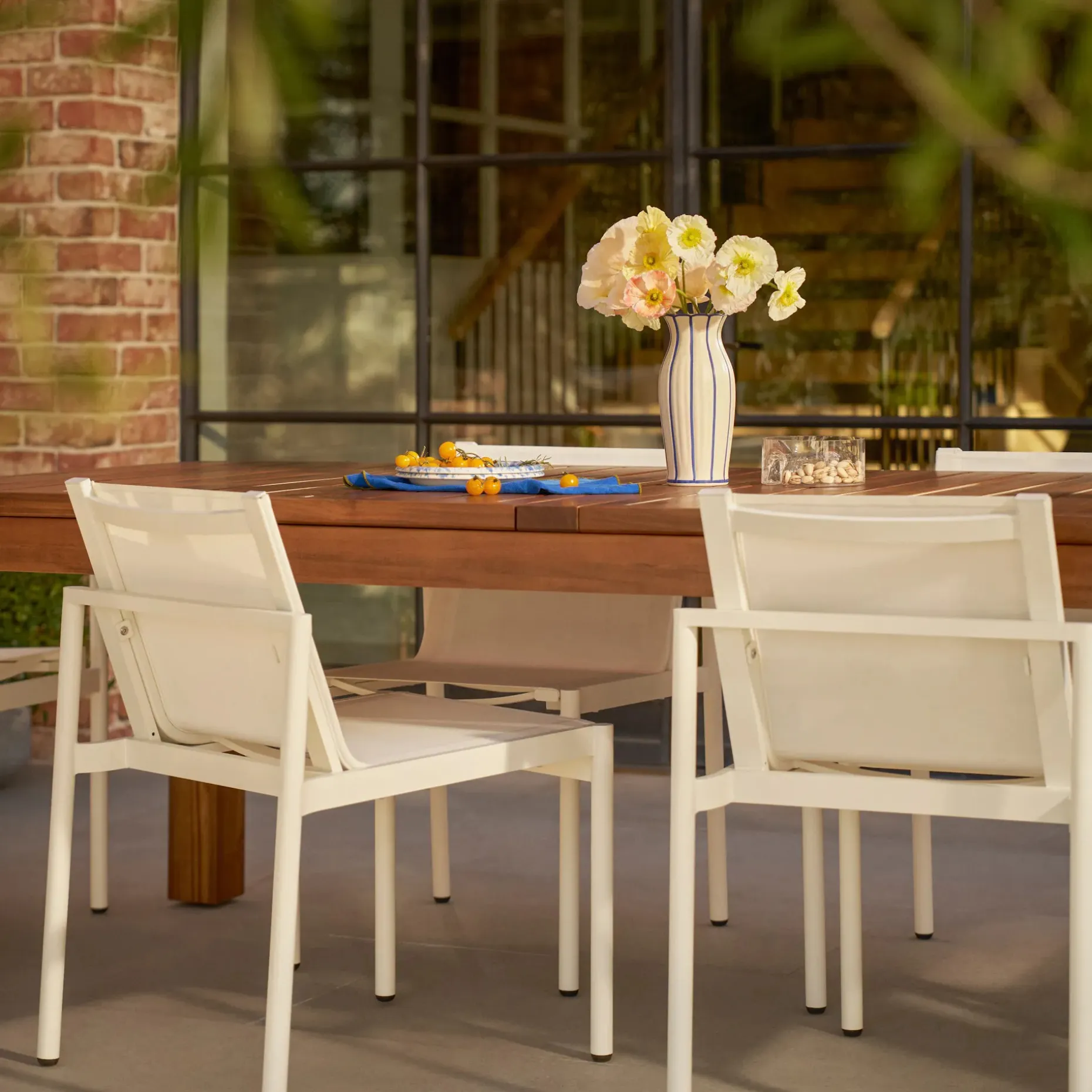 Tola Outdoor Stackable Textilene Dining Chair - White
