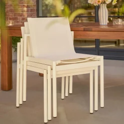 Tola Outdoor Stackable Textilene Dining Chair - White