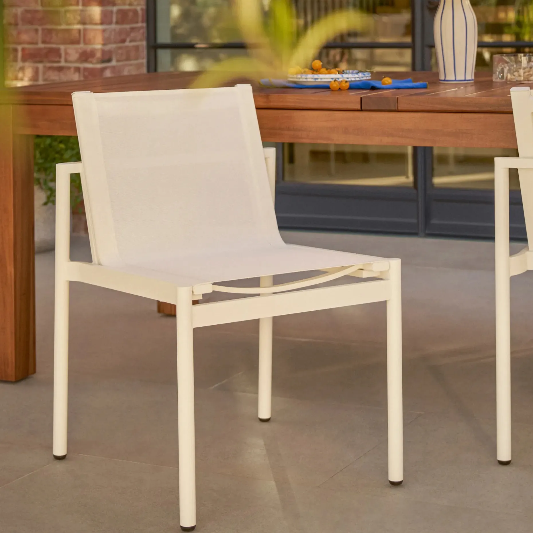 Tola Outdoor Stackable Textilene Dining Chair - White