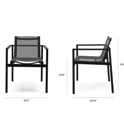 Tola Outdoor Stackable Textilene Dining Armchair - Black