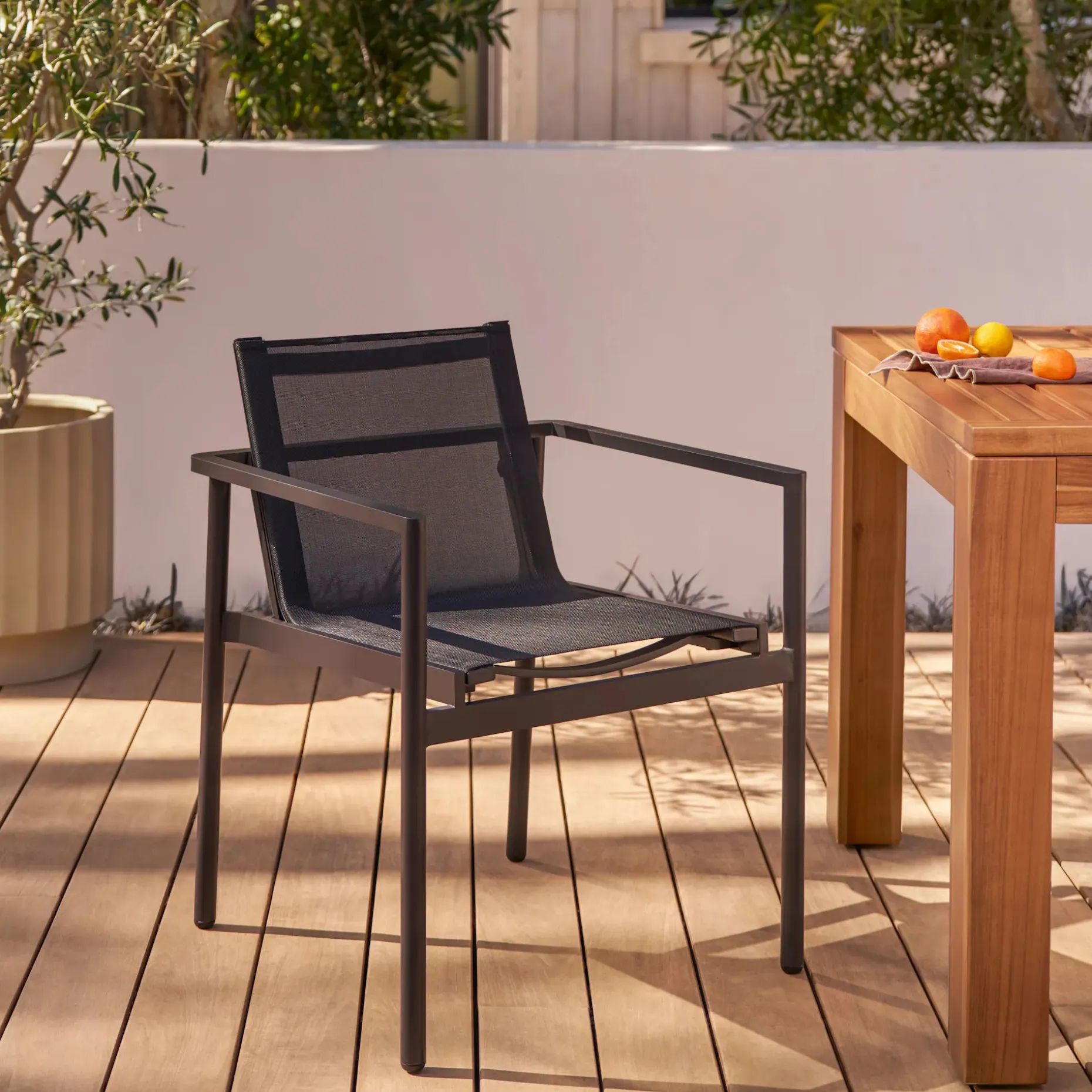 Tola Outdoor Stackable Textilene Dining Armchair - Black
