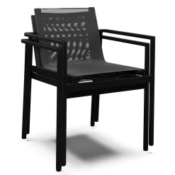 Tola Outdoor Stackable Textilene Dining Armchair - Black