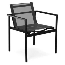 Tola Outdoor Stackable Textilene Dining Armchair - Black