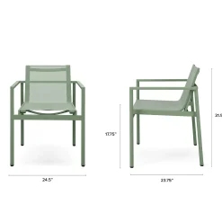Tola Outdoor Stackable Textilene Dining Armchair - Khaki Green