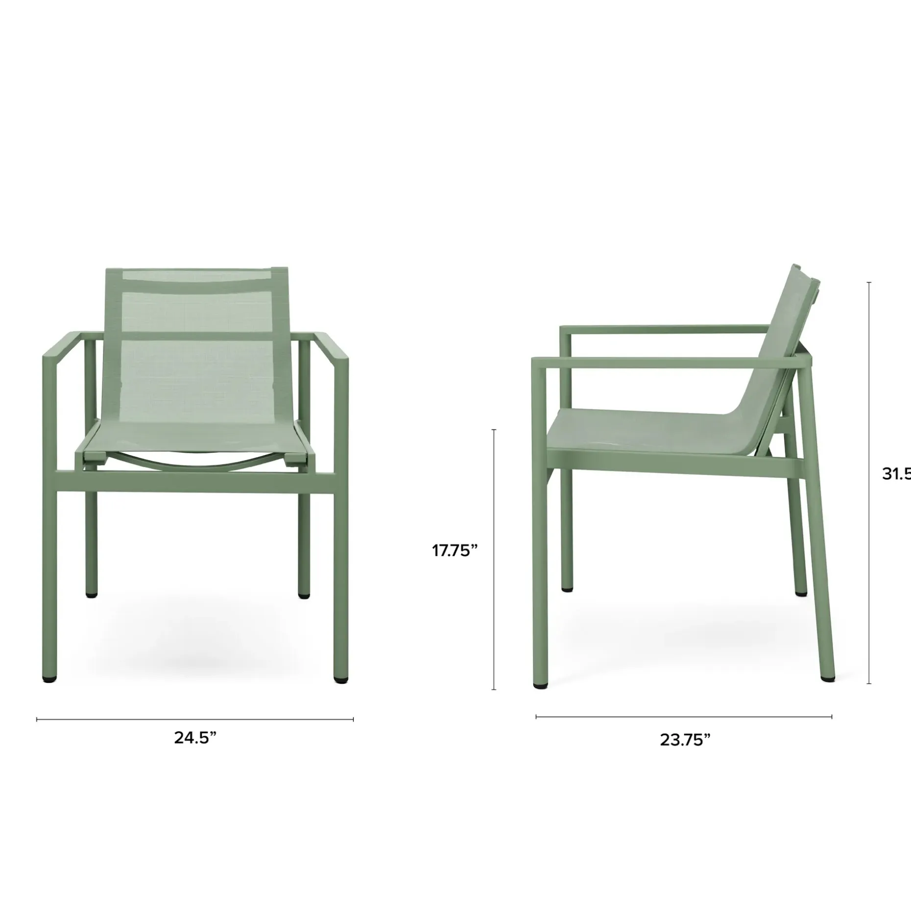 Tola Outdoor Stackable Textilene Dining Armchair - Khaki Green