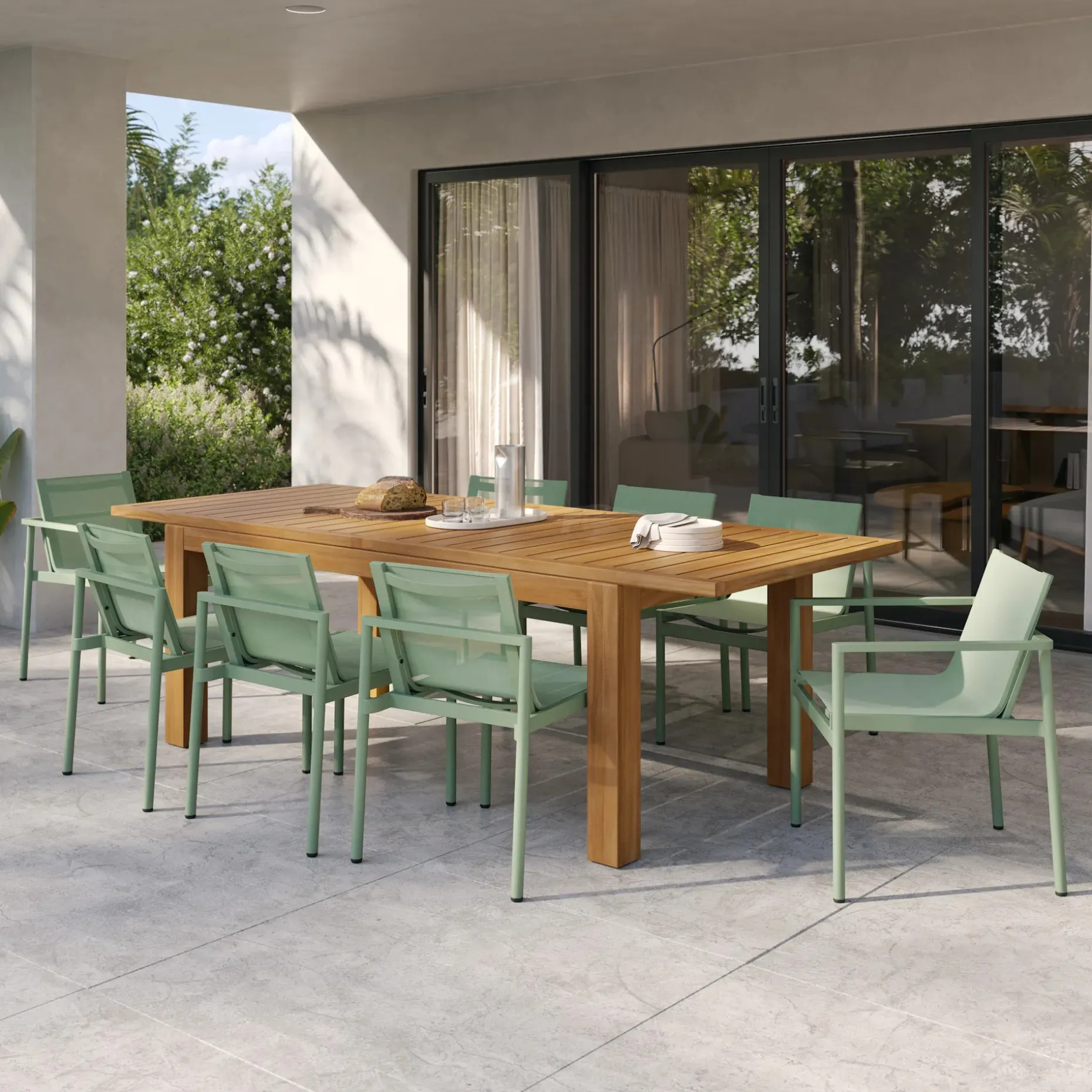 Tola Outdoor Stackable Textilene Dining Armchair - Khaki Green