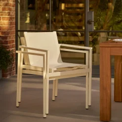 Tola Outdoor Stackable Textilene Dining Armchair - White