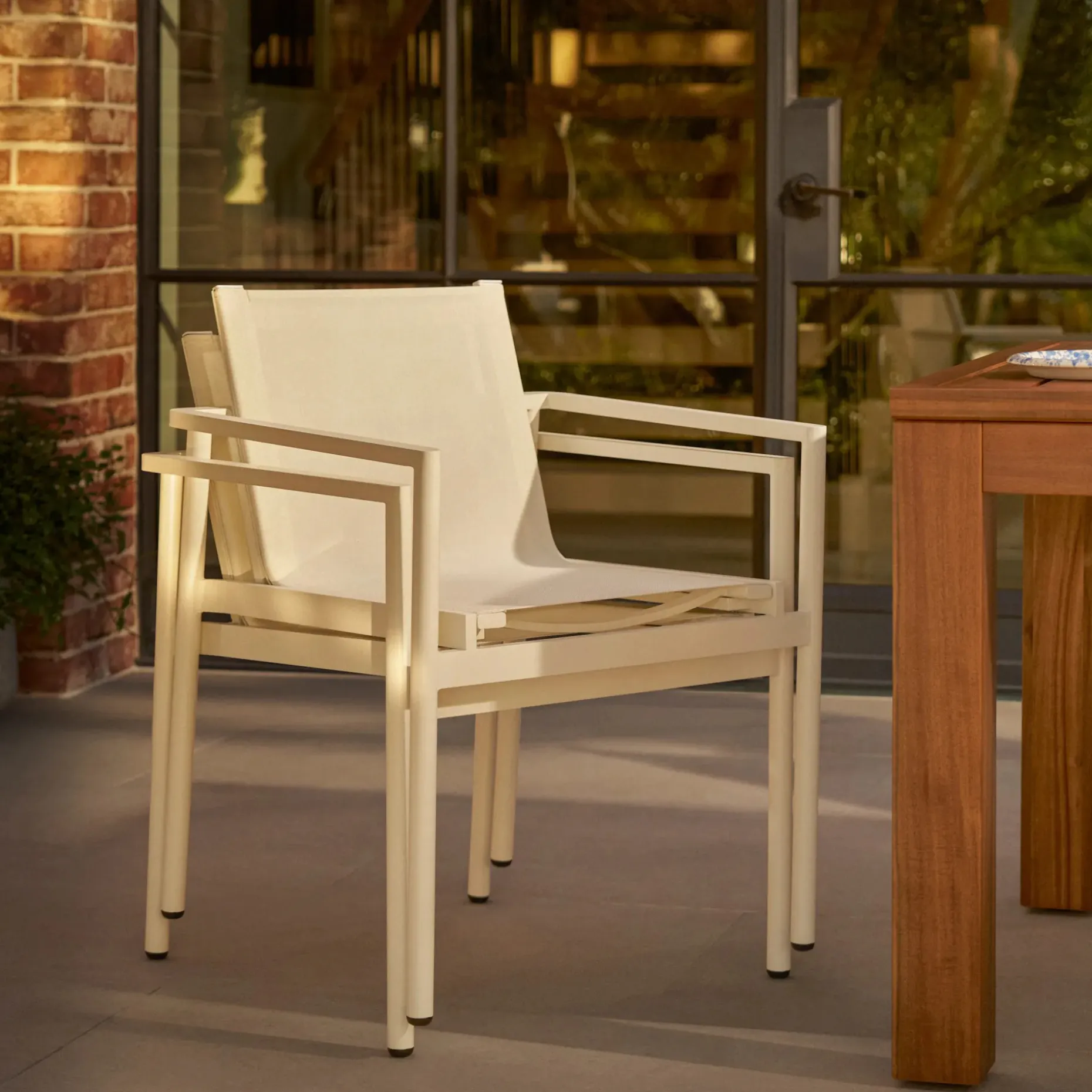 Tola Outdoor Stackable Textilene Dining Armchair - White