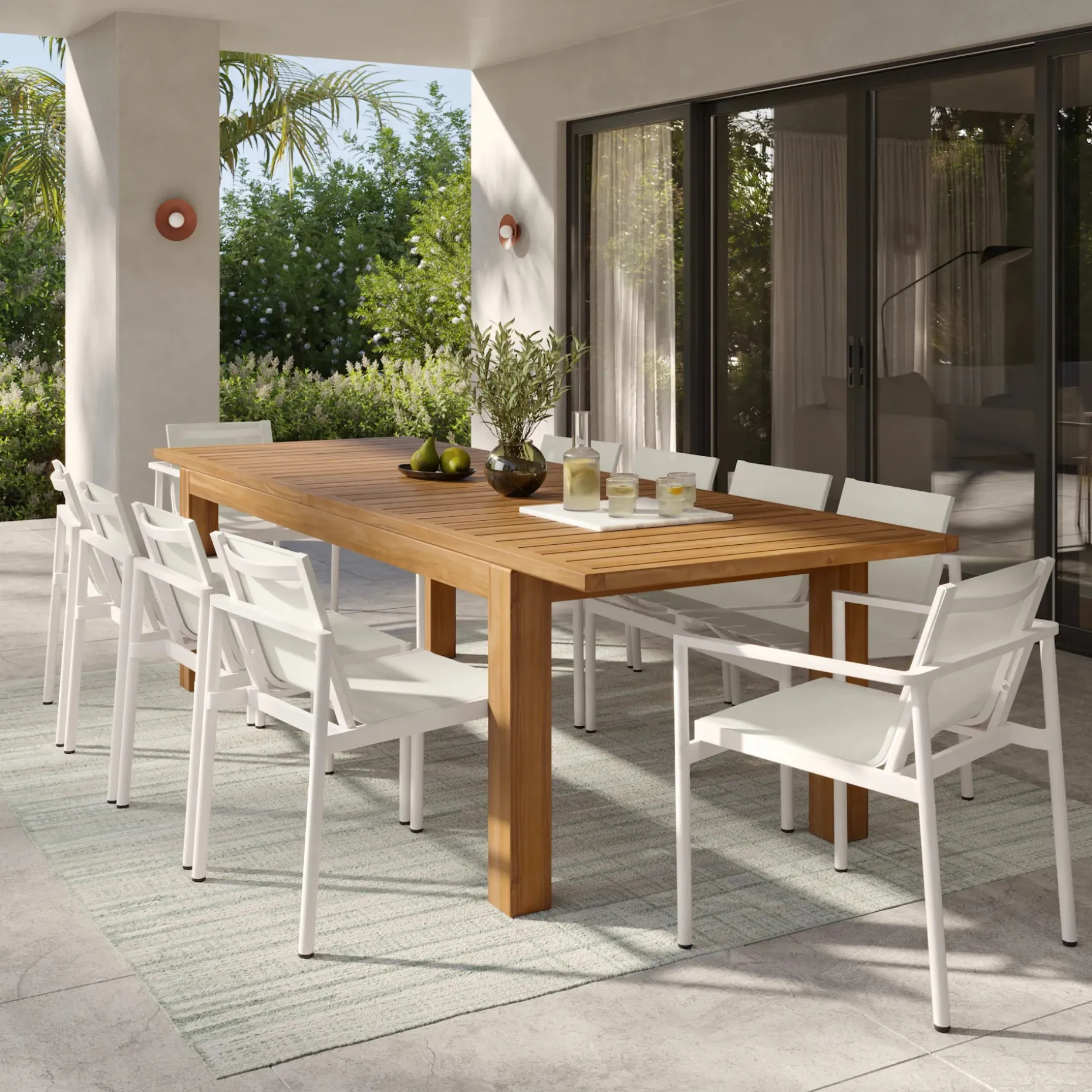 Tola Outdoor Stackable Textilene Dining Armchair - White
