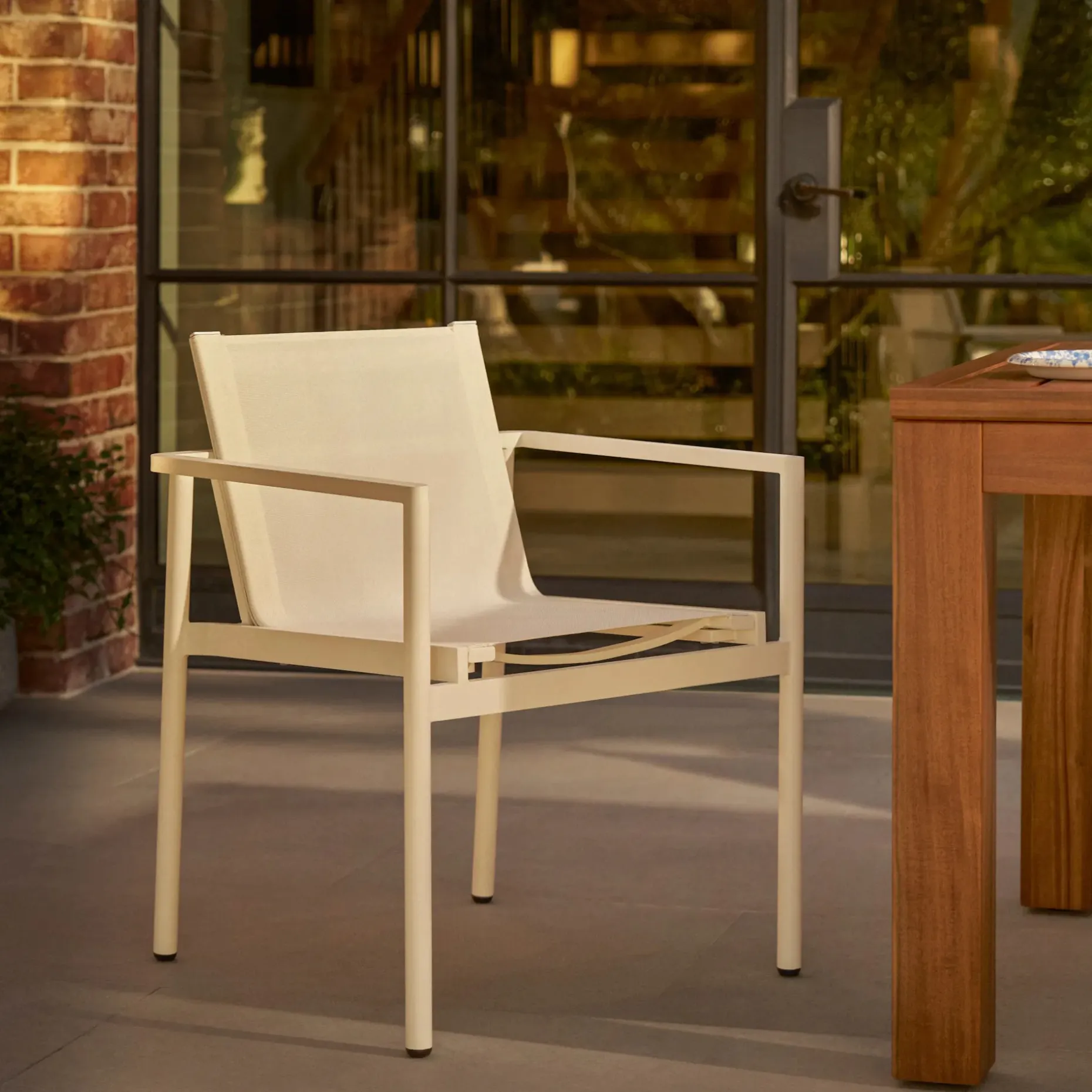 Tola Outdoor Stackable Textilene Dining Armchair - White