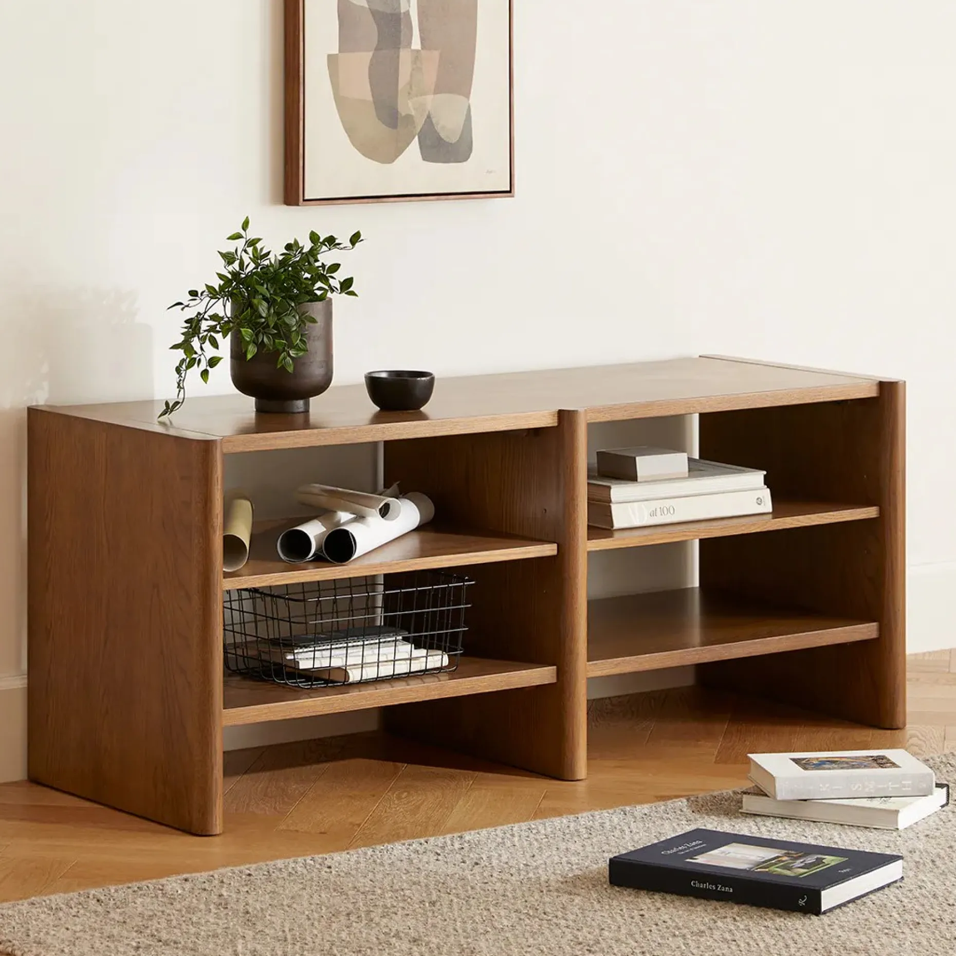 Torme 57" Bookcase, Short - Smoked Oak