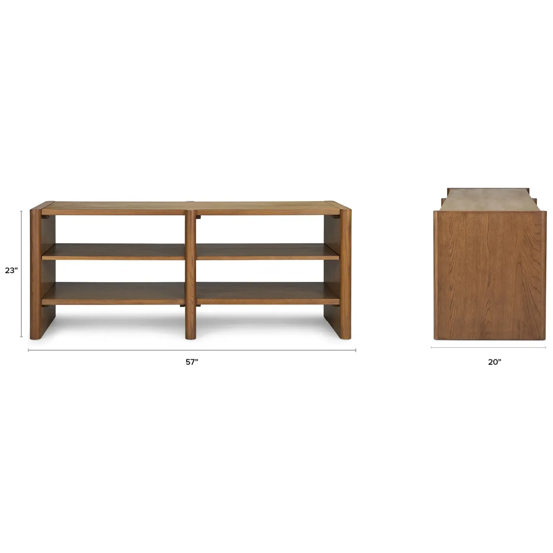 Torme 57" Bookcase, Short - Smoked Oak
