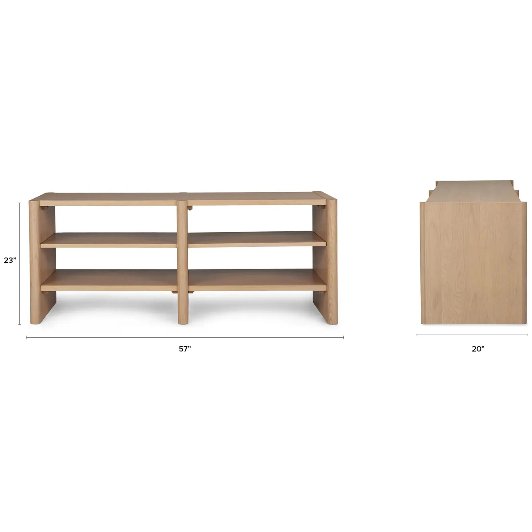 Torme 57" Bookcase, Short - White Oak