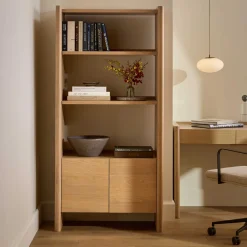 Torme 34" Bookcase with Storage, Tall - White Oak