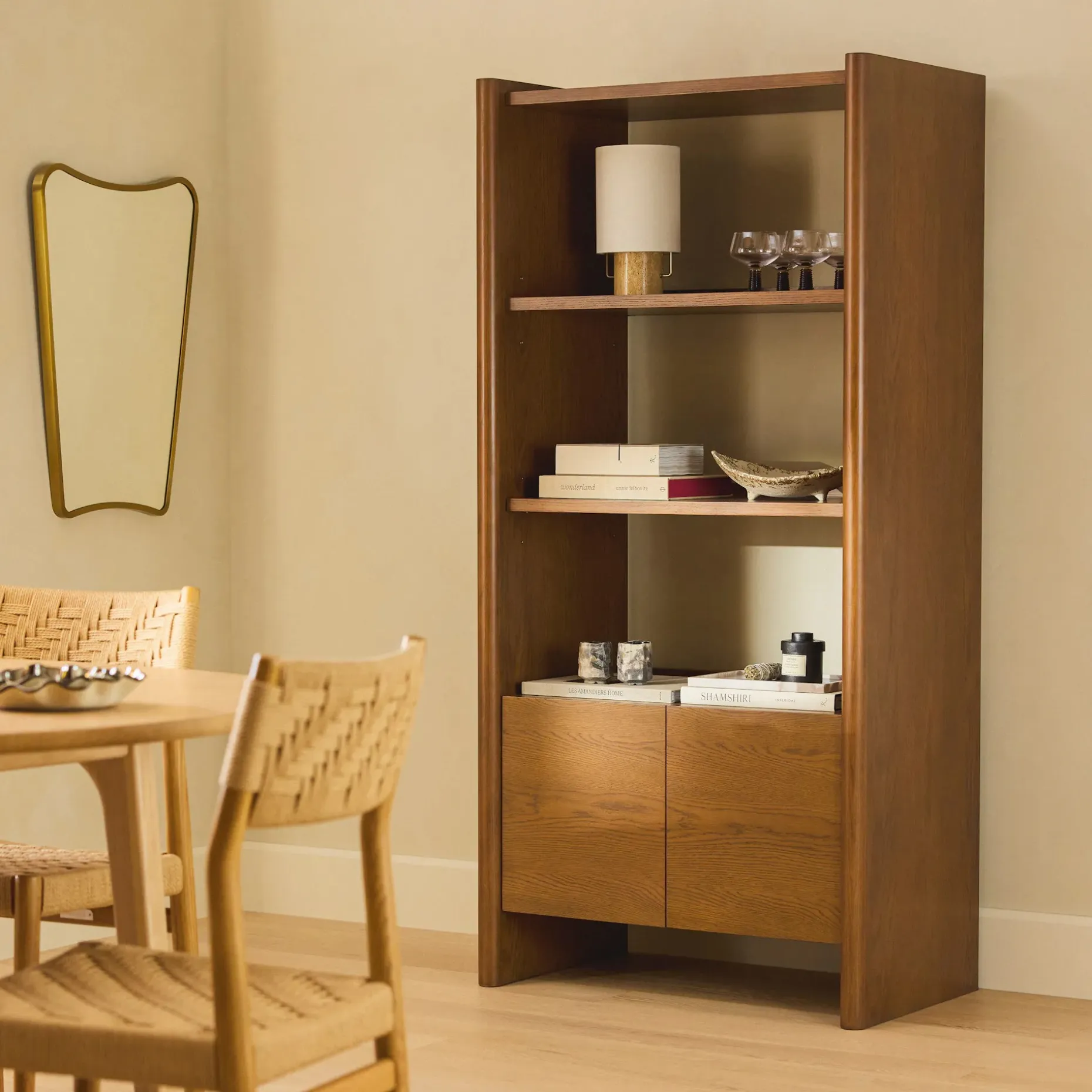Torme 34" Bookcase with Storage, Tall - Smoked Oak