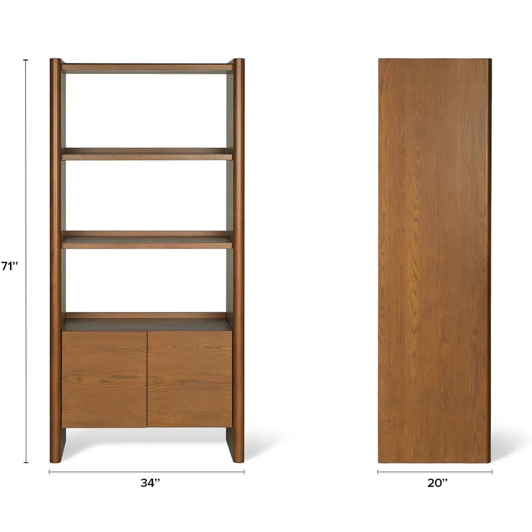 Torme 34" Bookcase with Storage, Tall - Smoked Oak