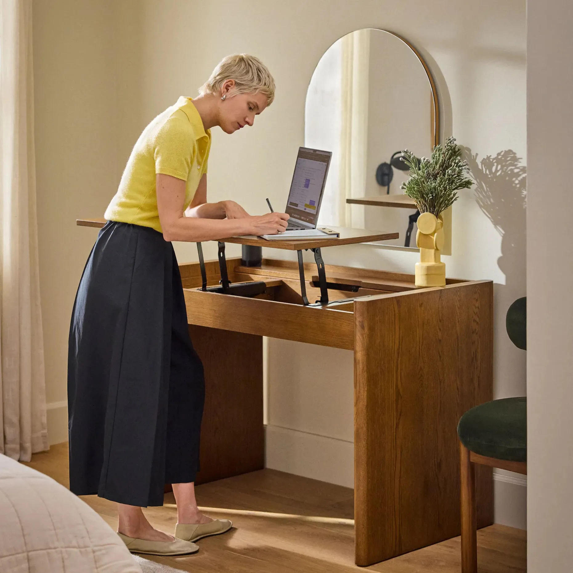 Torme 44" Height Adjustable Desk - Smoked Oak