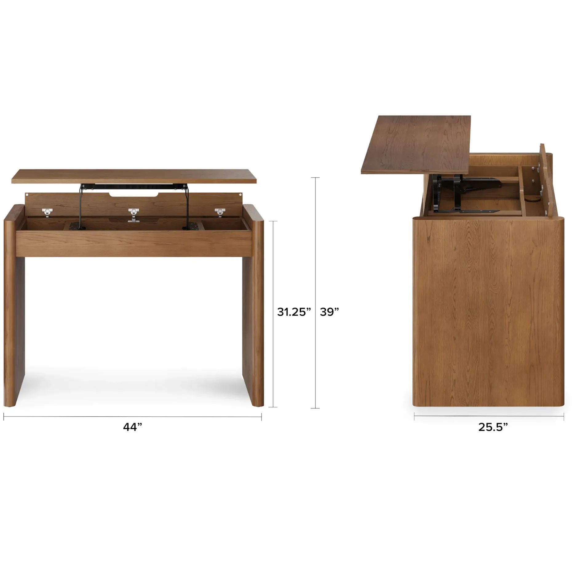 Torme 44" Height Adjustable Desk - Smoked Oak