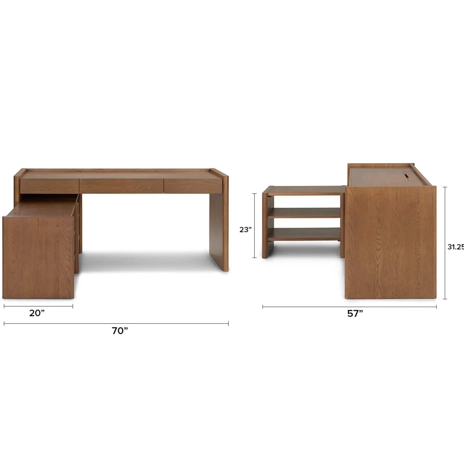 Torme L-Shape Desk Set - Smoked Oak