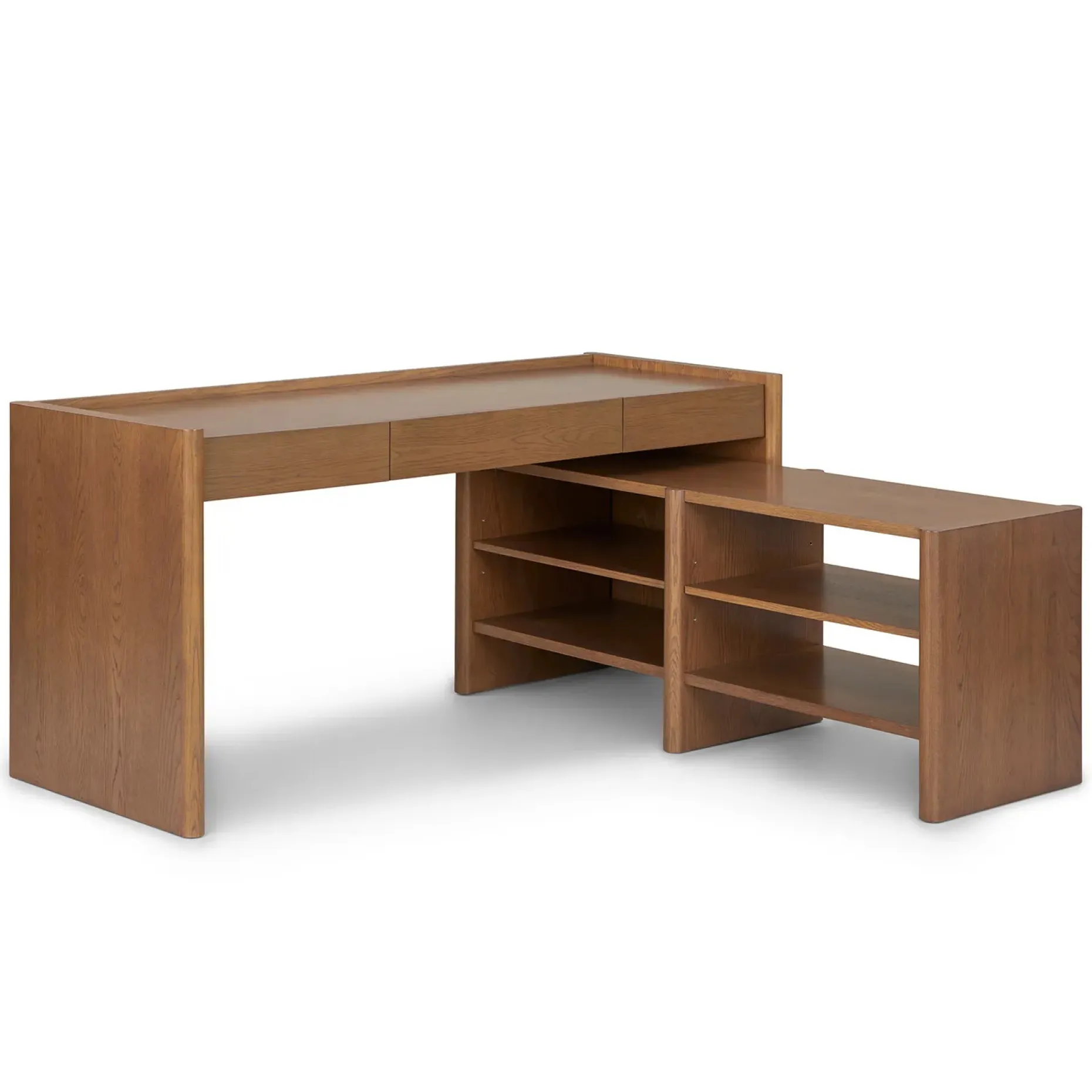 Torme L-Shape Desk Set - Smoked Oak