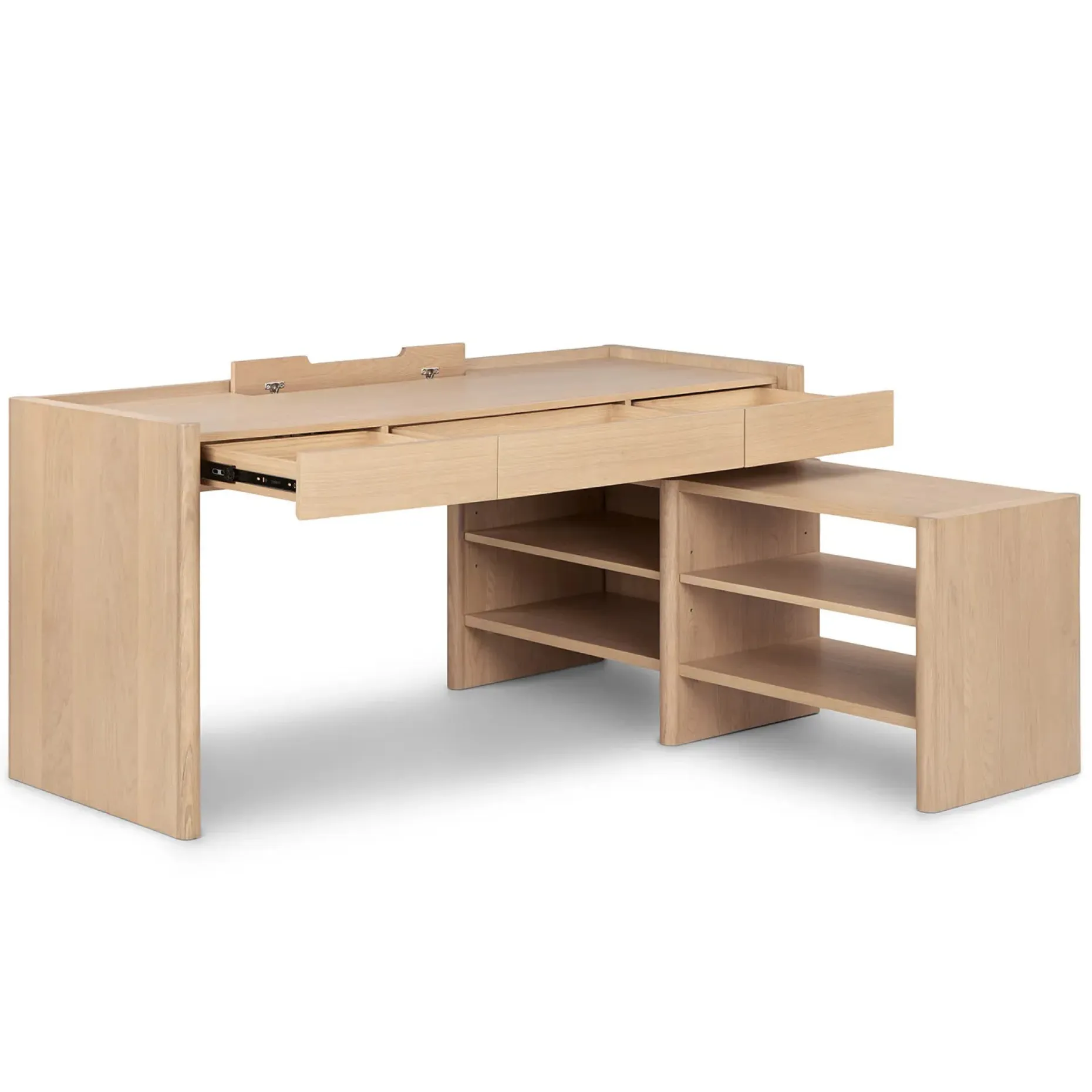 Torme L-Shape Desk Set - White Oak