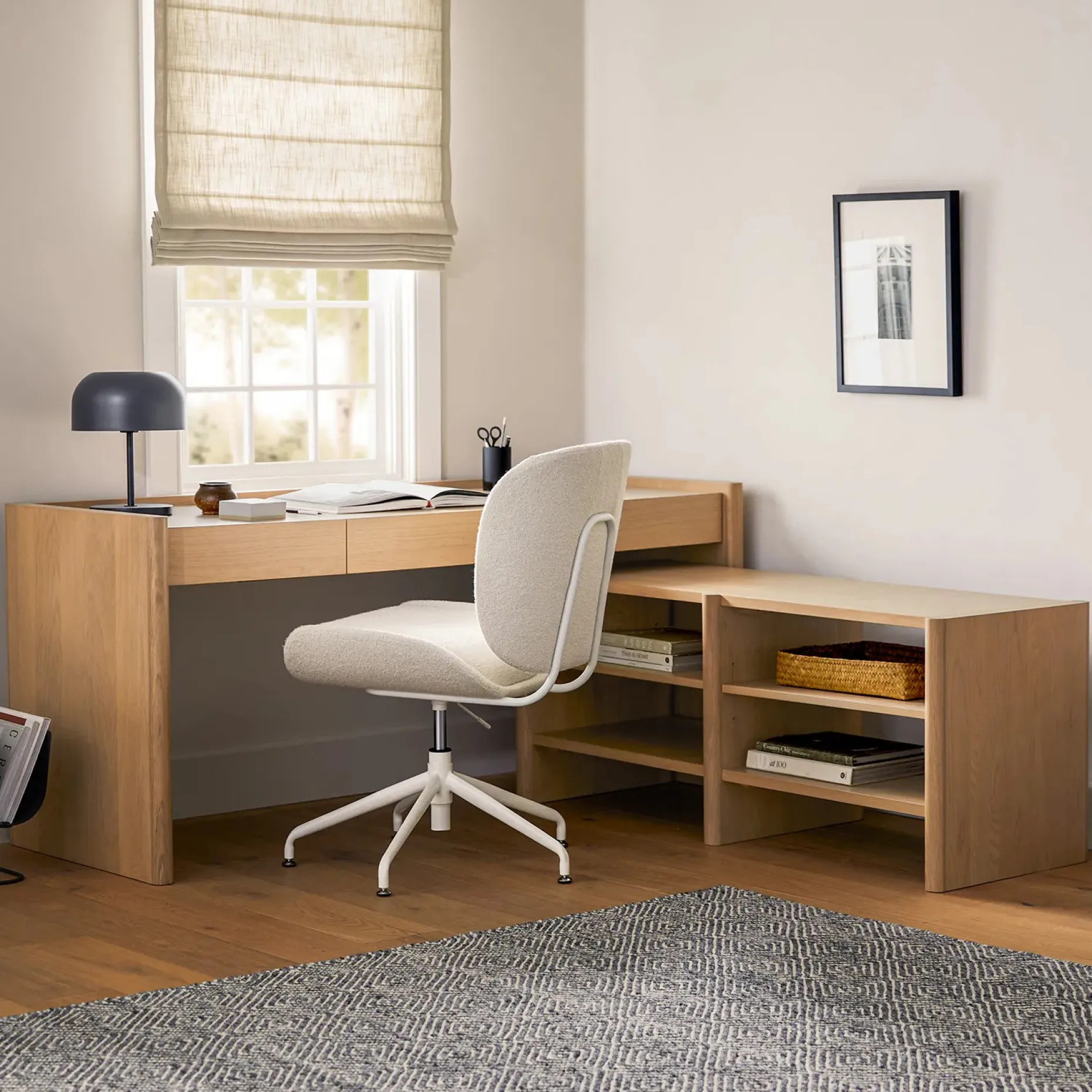Torme L-Shape Desk Set - White Oak