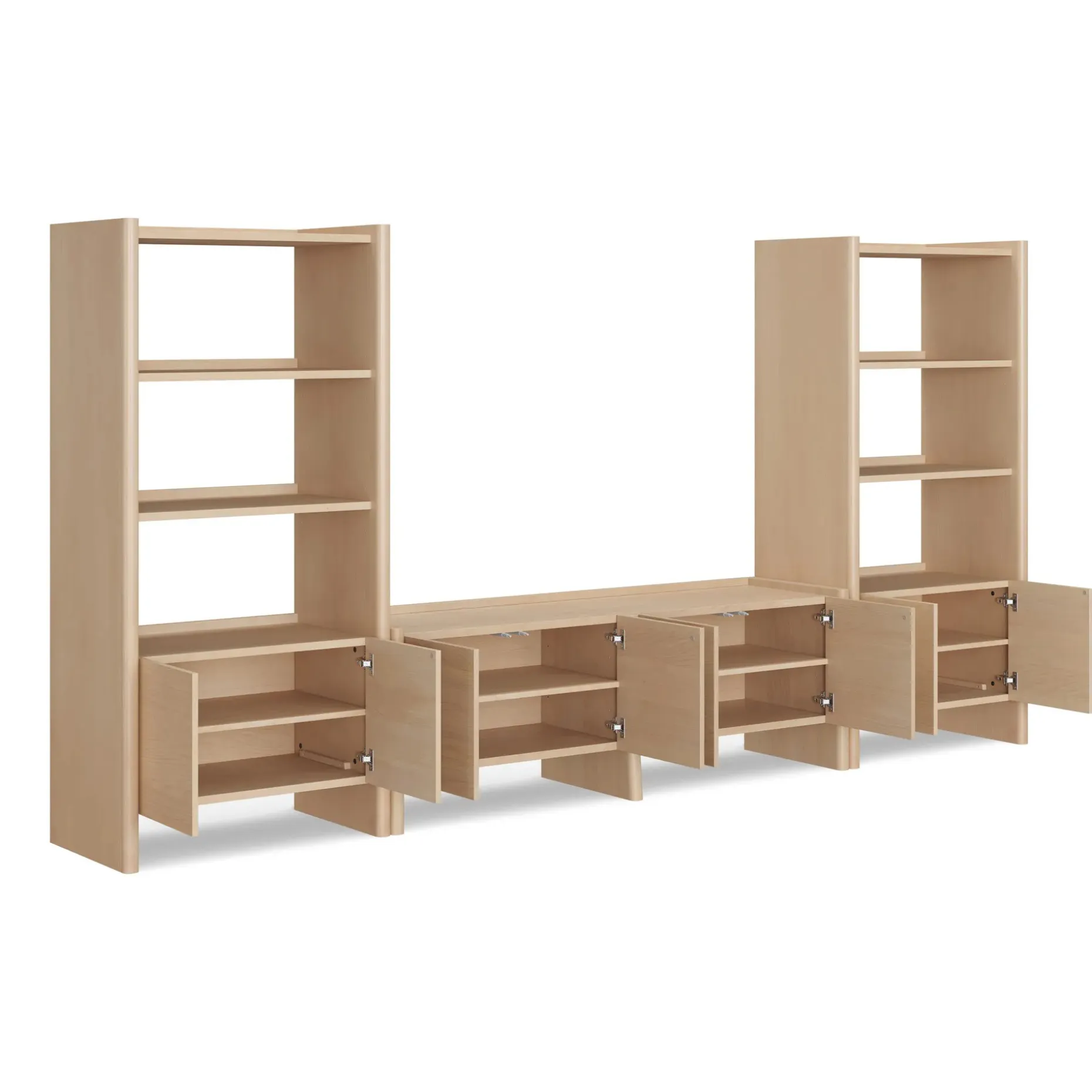 Torme 140" Media Storage Set - White Oak