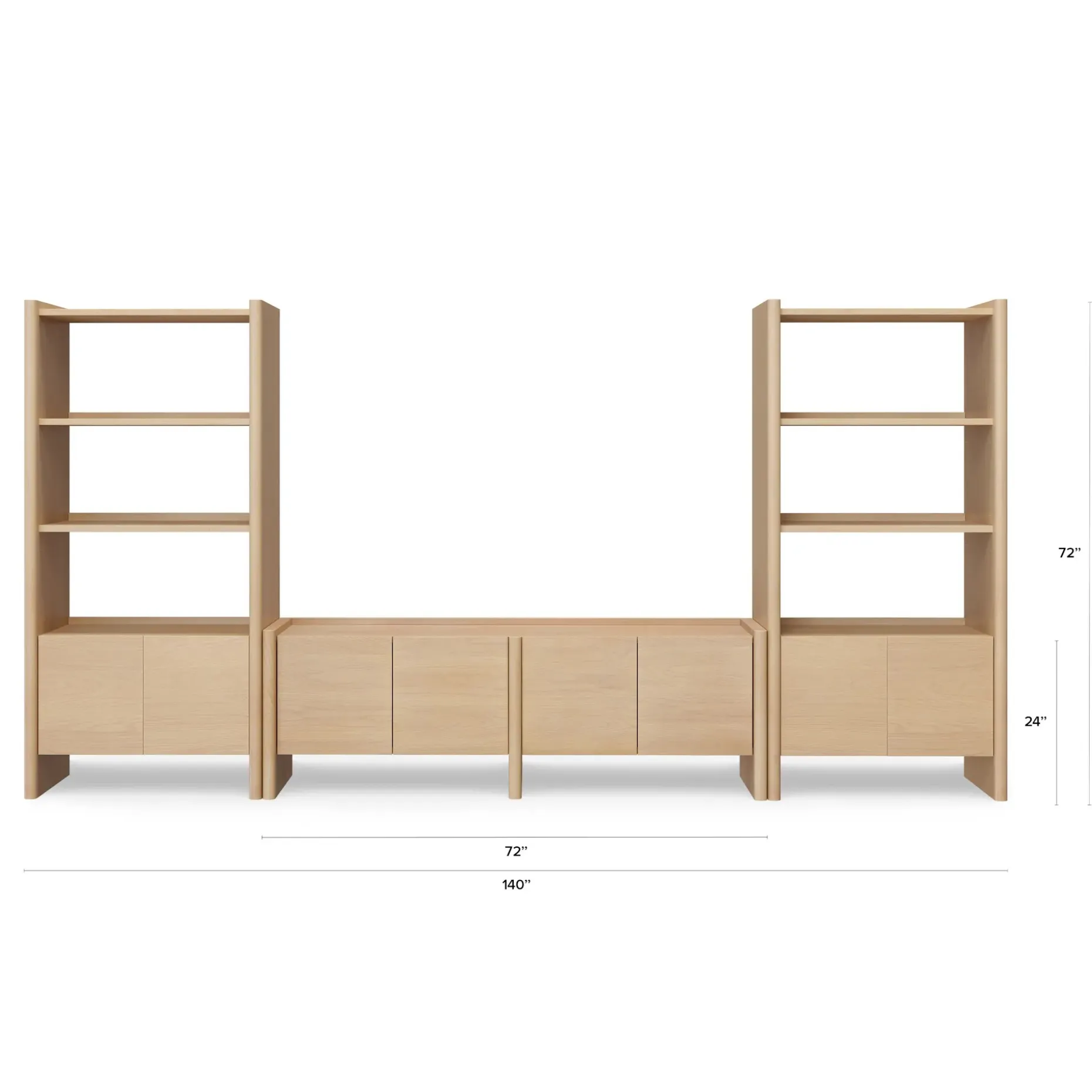 Torme 140" Media Storage Set - White Oak