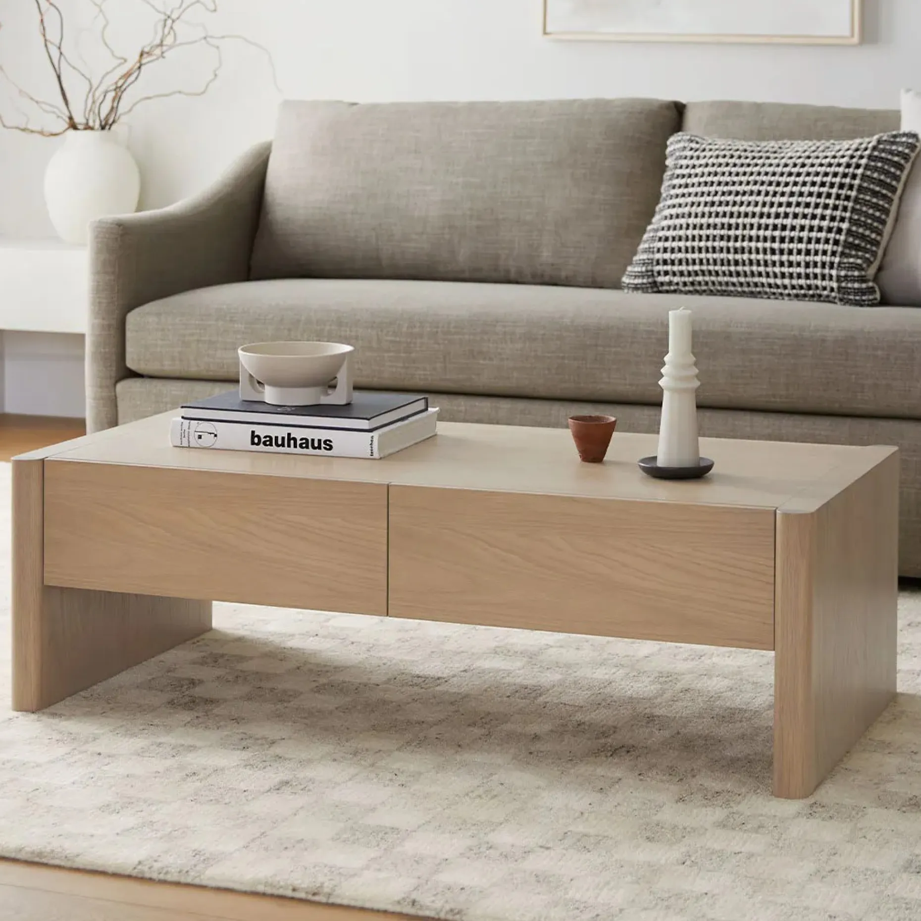 Torme 48" Storage Coffee Table - White Oak