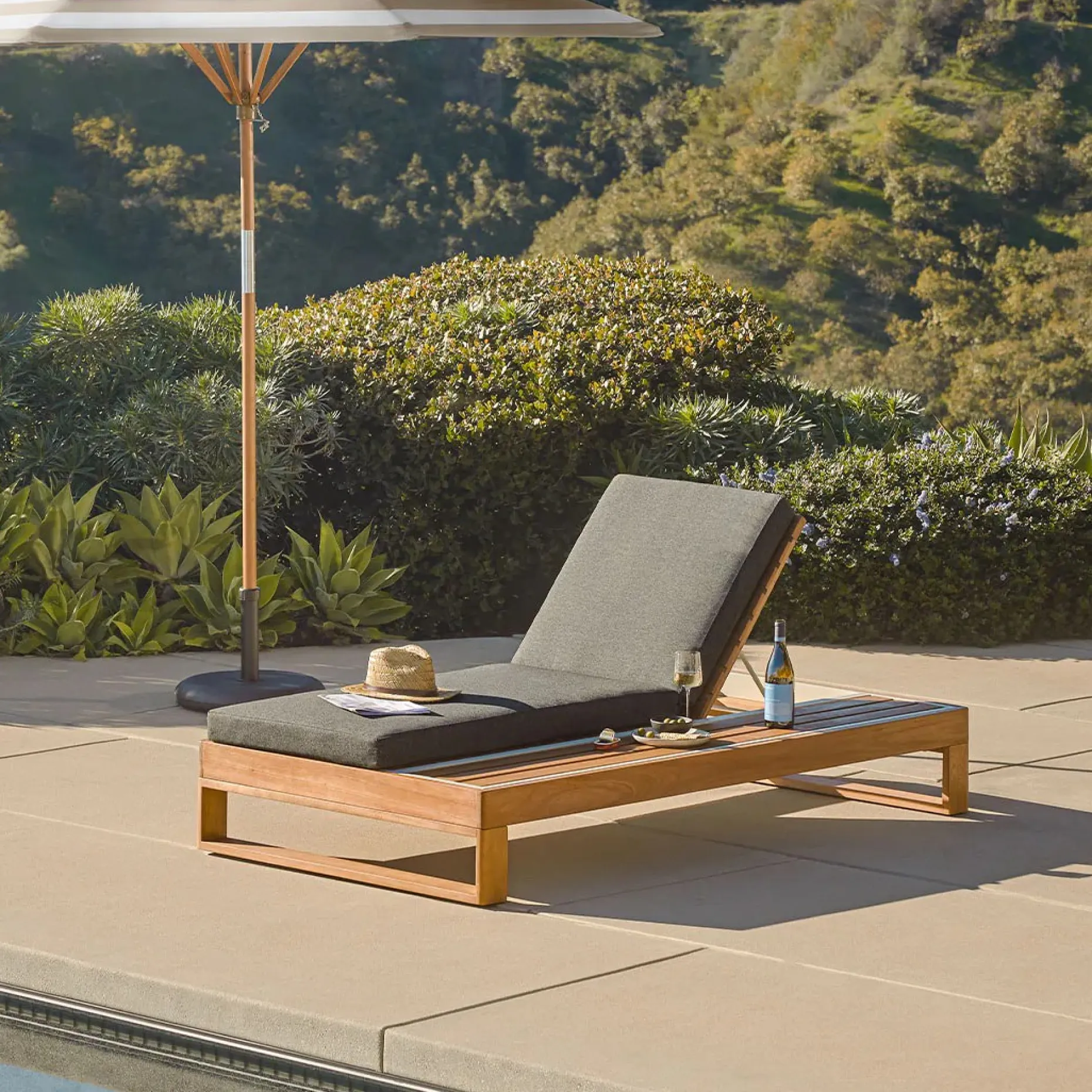 Toro 80.5" Outdoor Chaise Lounge - Dravite Black