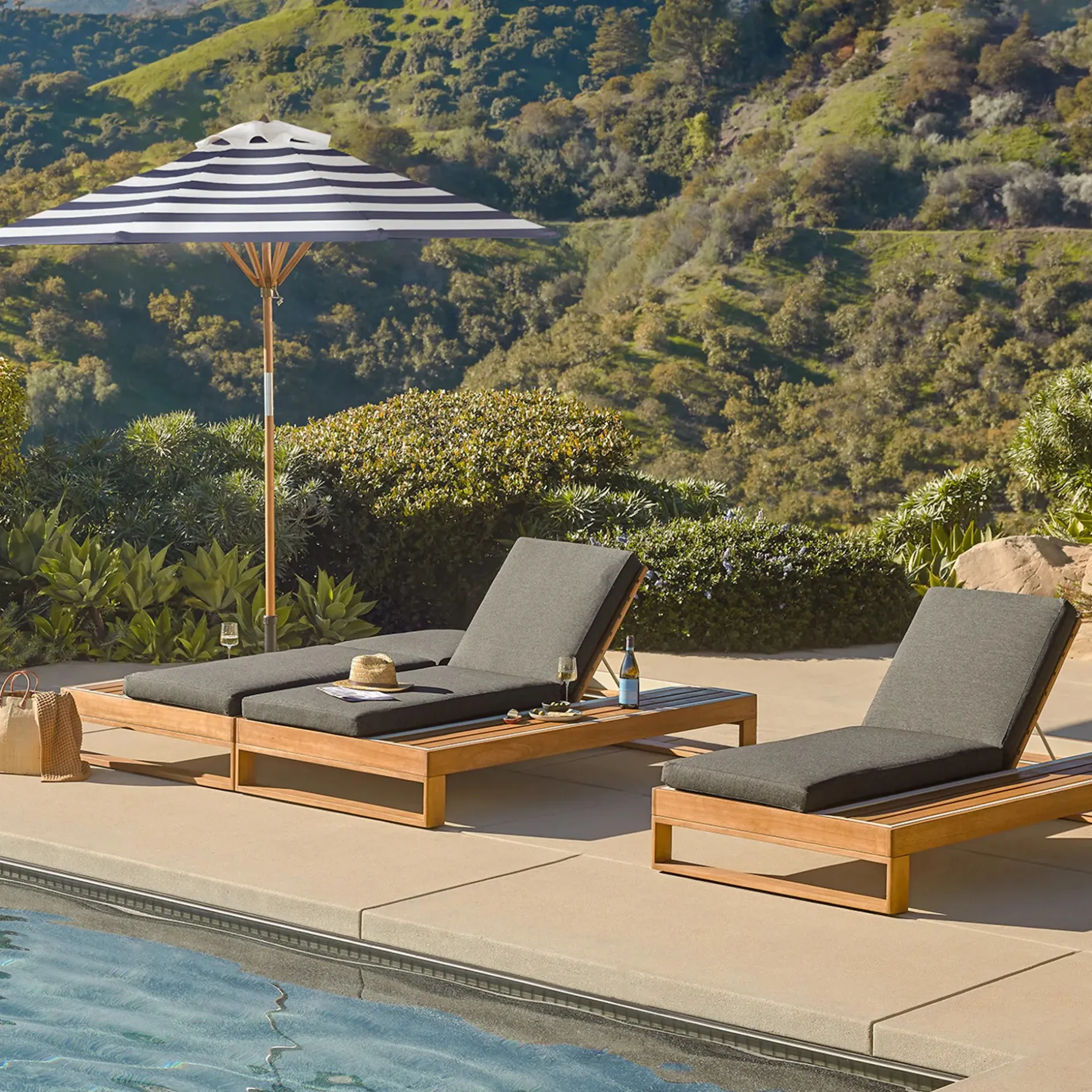 Toro 80.5" Outdoor Chaise Lounge - Dravite Black