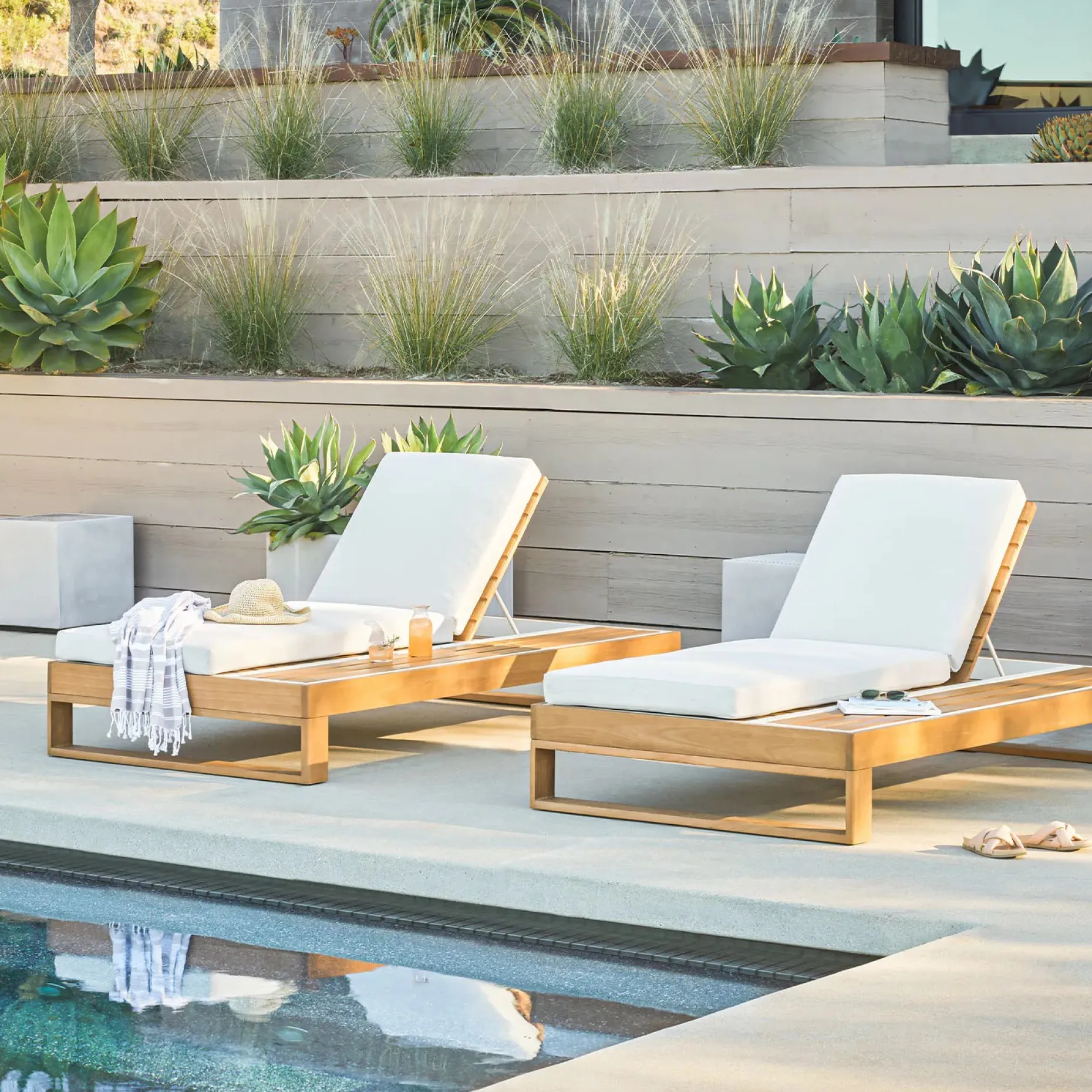 Toro 80.5" Outdoor Chaise Lounge - Dravite Ivory