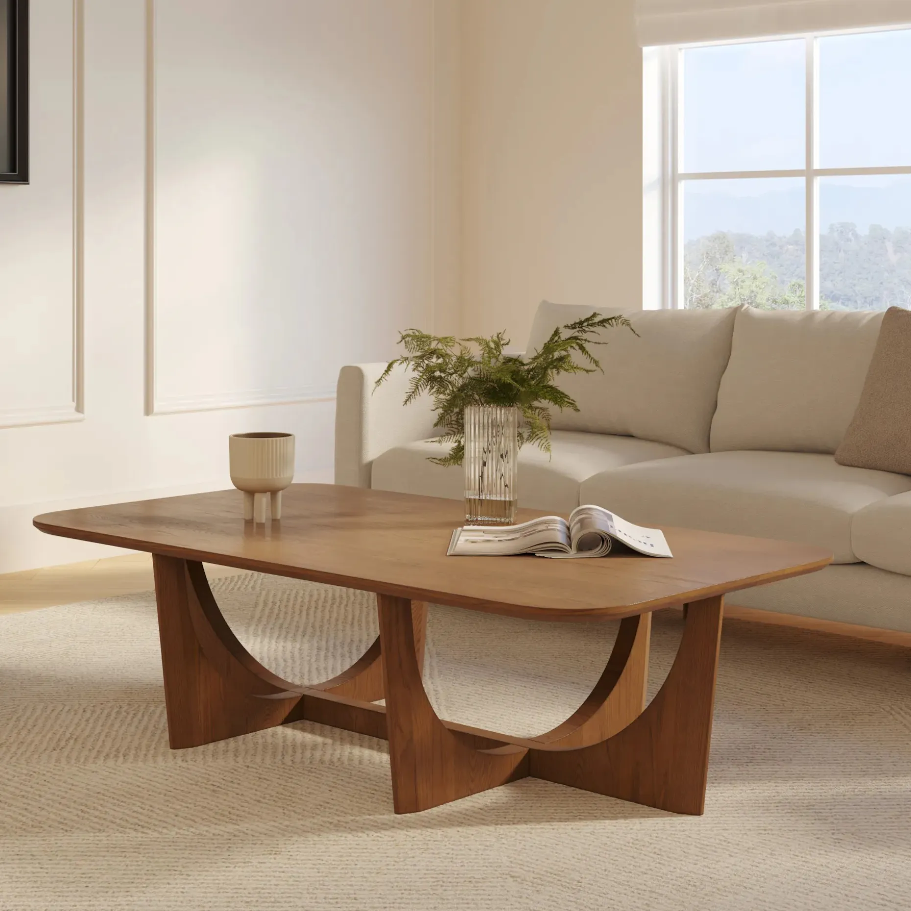 Tovi 55" Rectangular Coffee Table - Smoked Oak