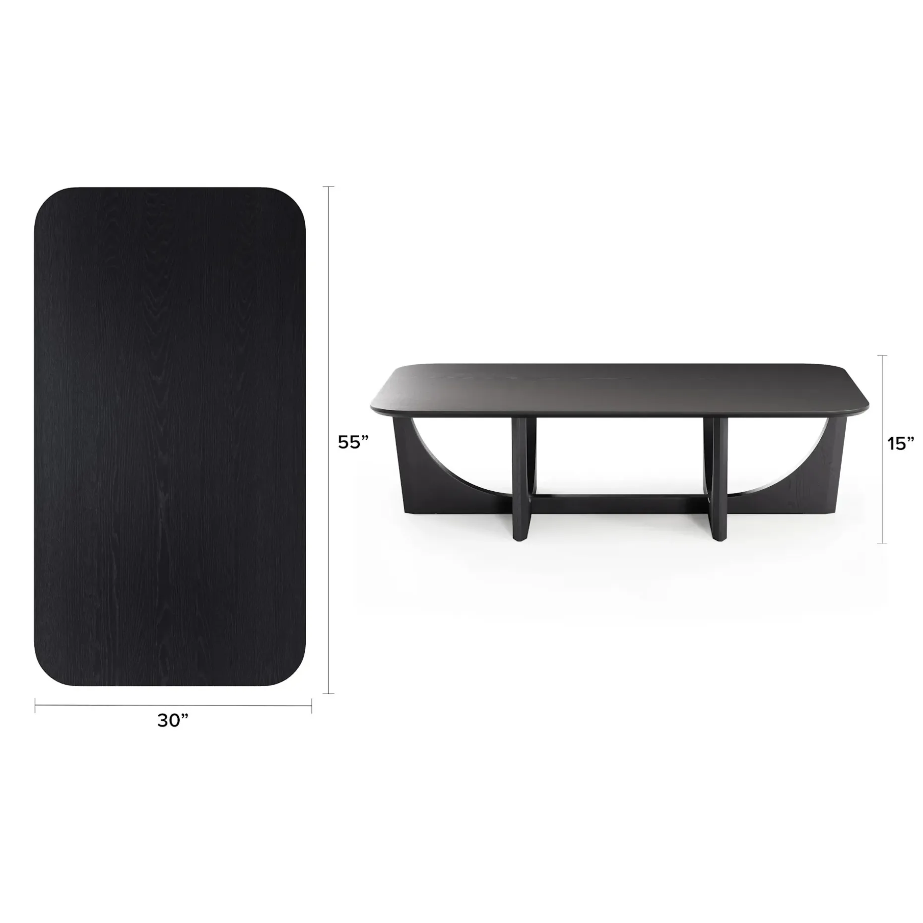 Tovi 55" Rectangular Coffee Table - Black