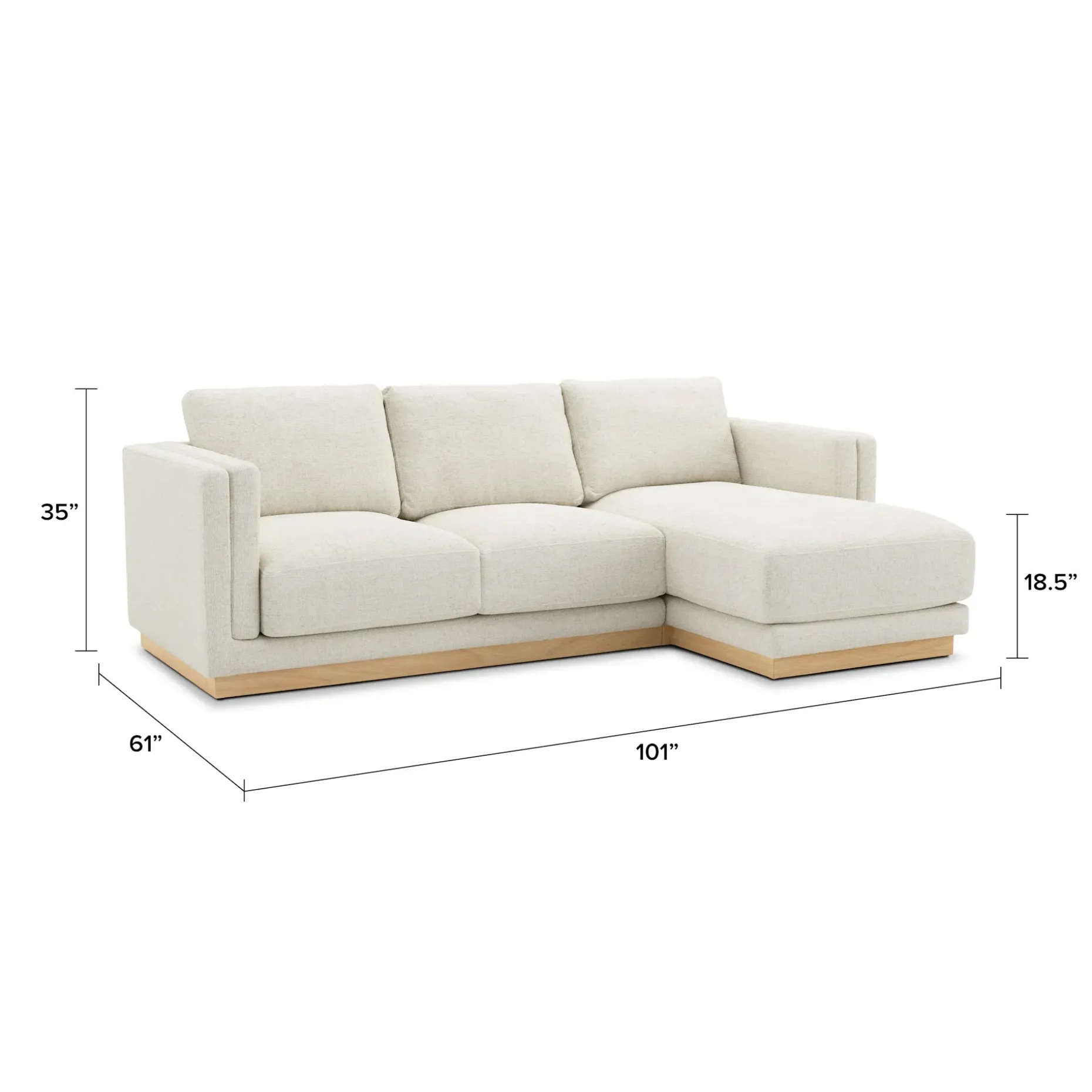 Tully 101" Right Sectional - Savoy Ivory