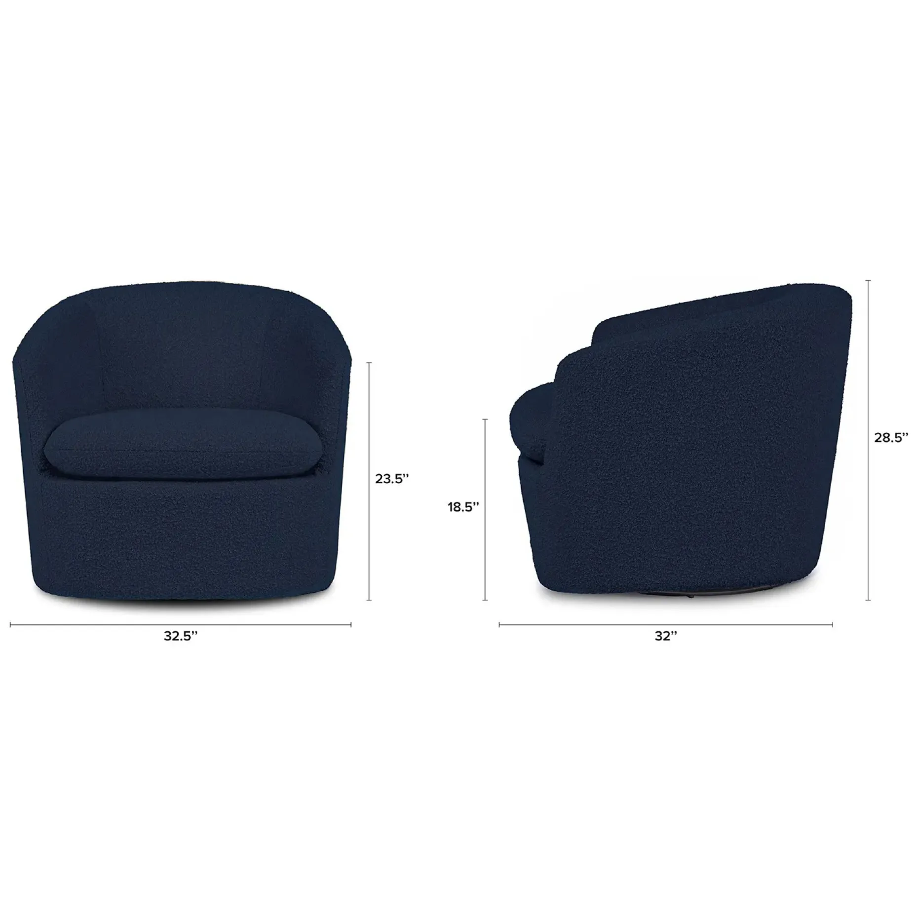 Turoy 32.5" Swivel Lounge Chair - Catalina Blue Bouclé