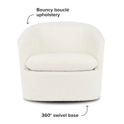 Turoy 32.5" Swivel Lounge Chair - Ivory Bouclé