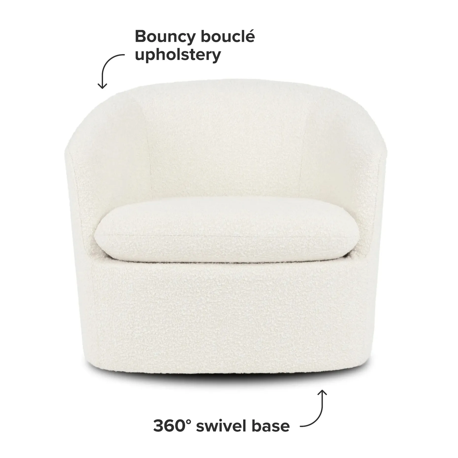 Turoy 32.5" Swivel Lounge Chair - Ivory Bouclé