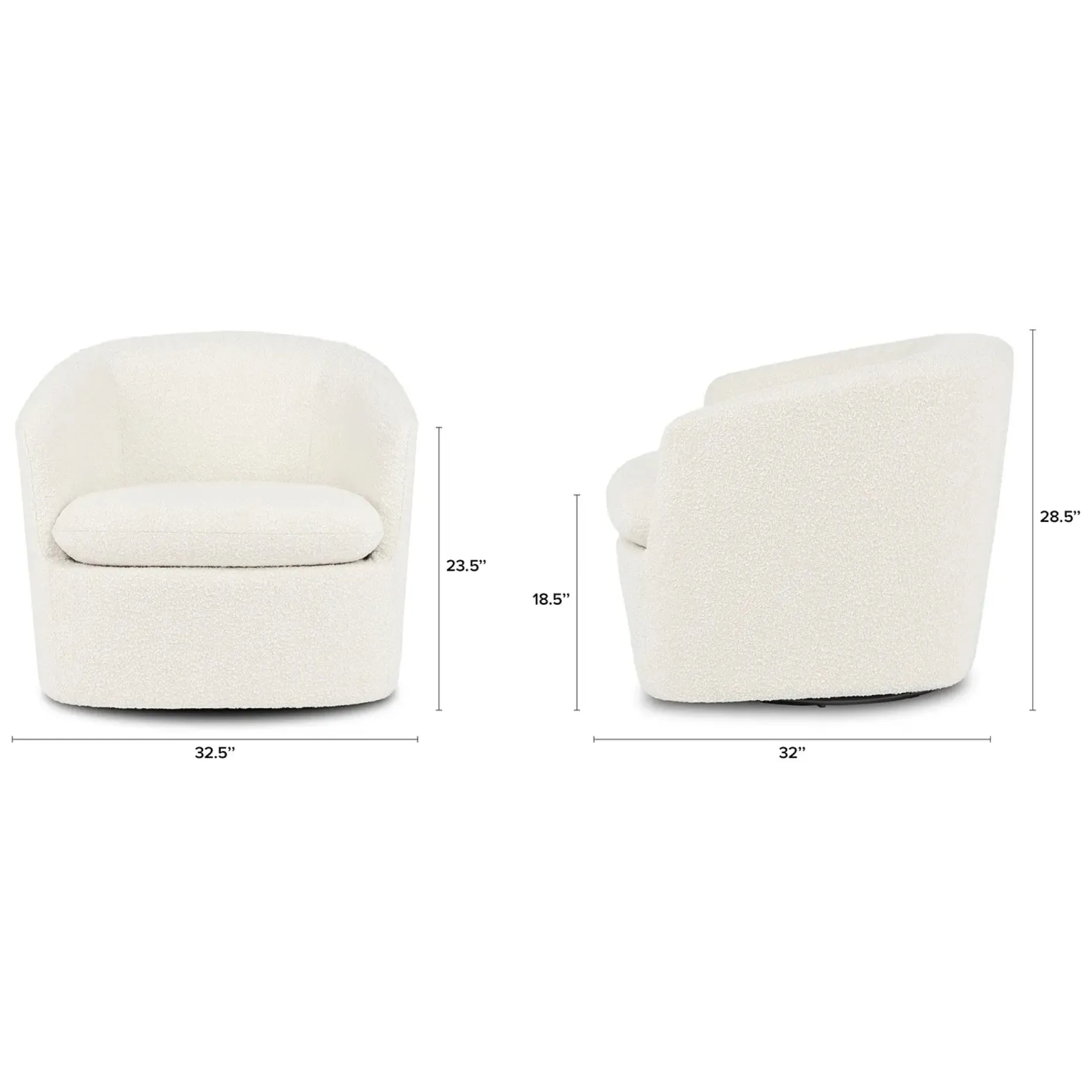 Turoy 32.5" Swivel Lounge Chair - Ivory Bouclé