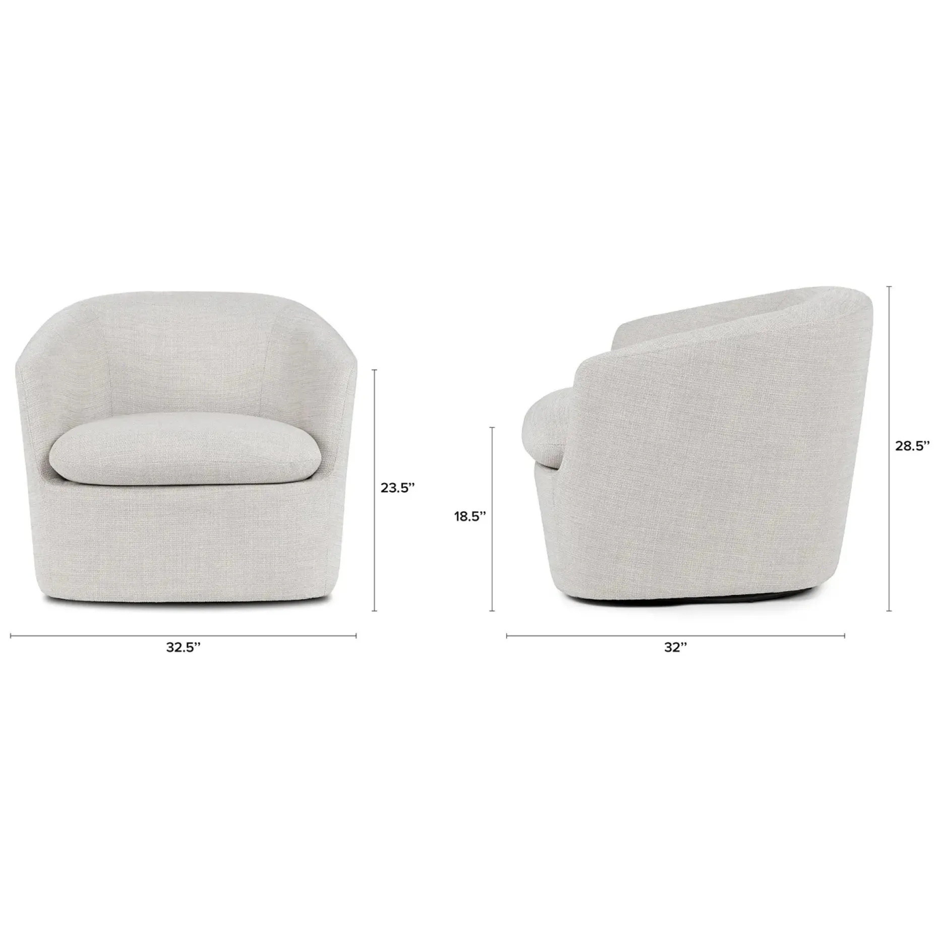Turoy 32.5" Swivel Lounge Chair - Wicklow Gray