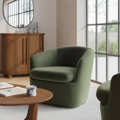 Turoy 32.5" Velvet Swivel Lounge Chair - Hale Fir Green