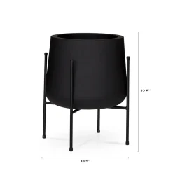 Tuva Wide Indoor/Outdoor Planter Set - Black