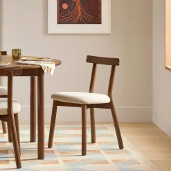 Ulka Dining Chair - Walnut and Ratine Buff