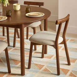 Ulka Dining Chair - Walnut and Ratine Buff